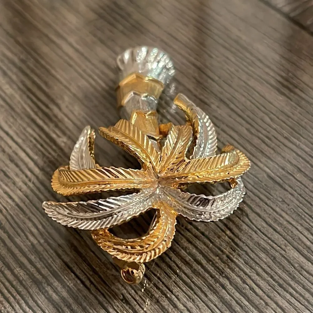 Vintage Two-tone Palm Tree Pin, Tropical Tree